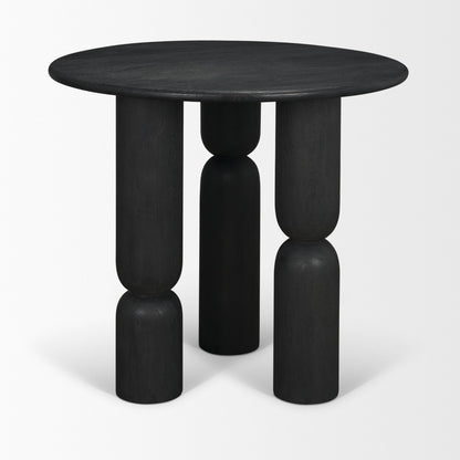 Sonel Matte Black Wood Pedestal Foyer Table