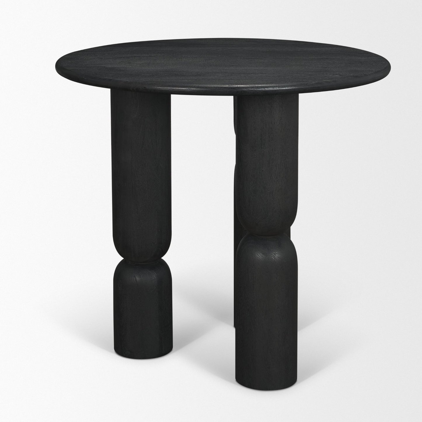 Sonel Matte Black Wood Pedestal Foyer Table