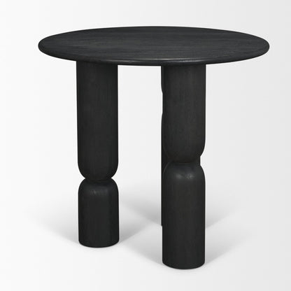 Sonel Matte Black Wood Pedestal Foyer Table
