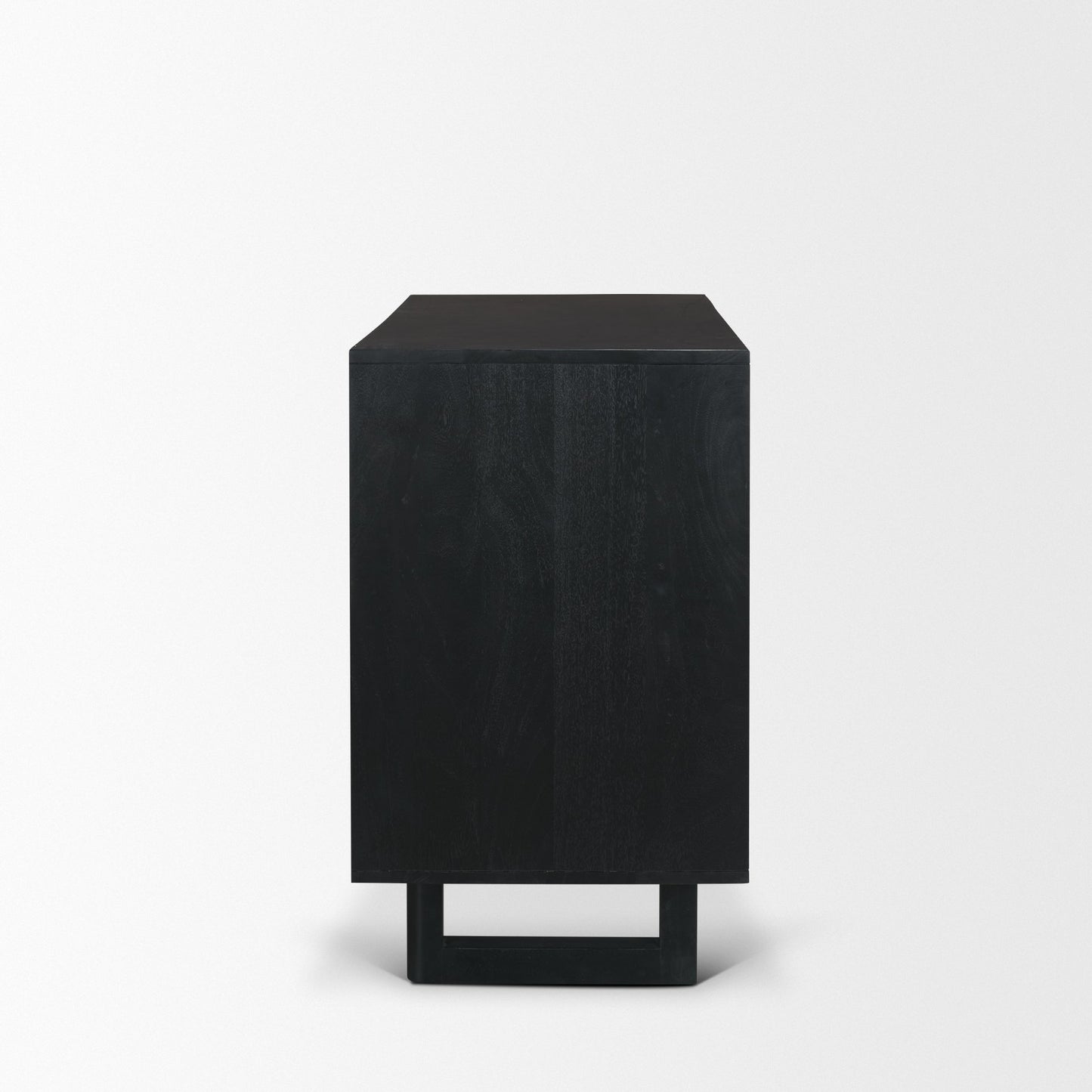 Grier Matte Black Stained Wood w/ Black Cane Accent Cabinet