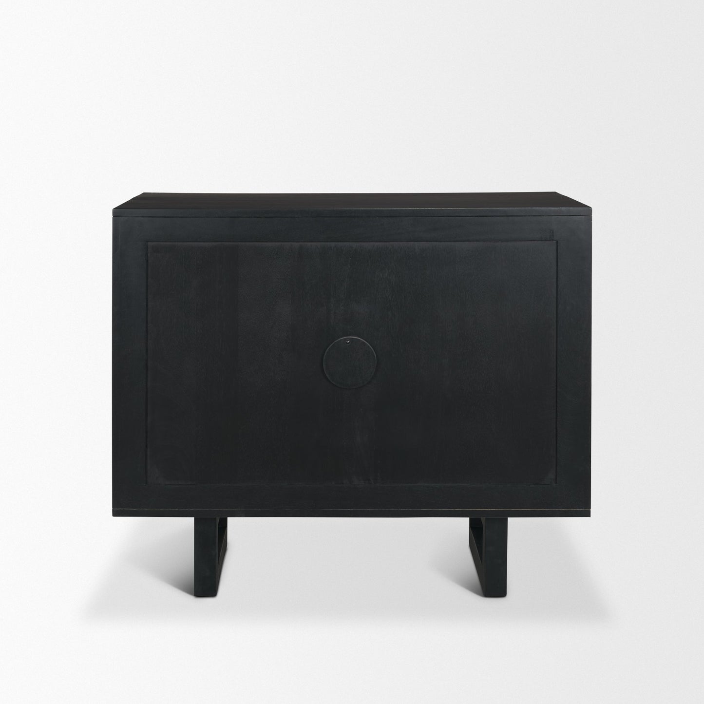Grier Matte Black Stained Wood w/ Black Cane Accent Cabinet