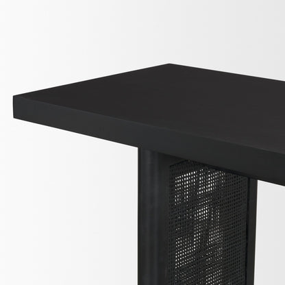 Grier 65" Black Wood w/ Black Cane Console Table