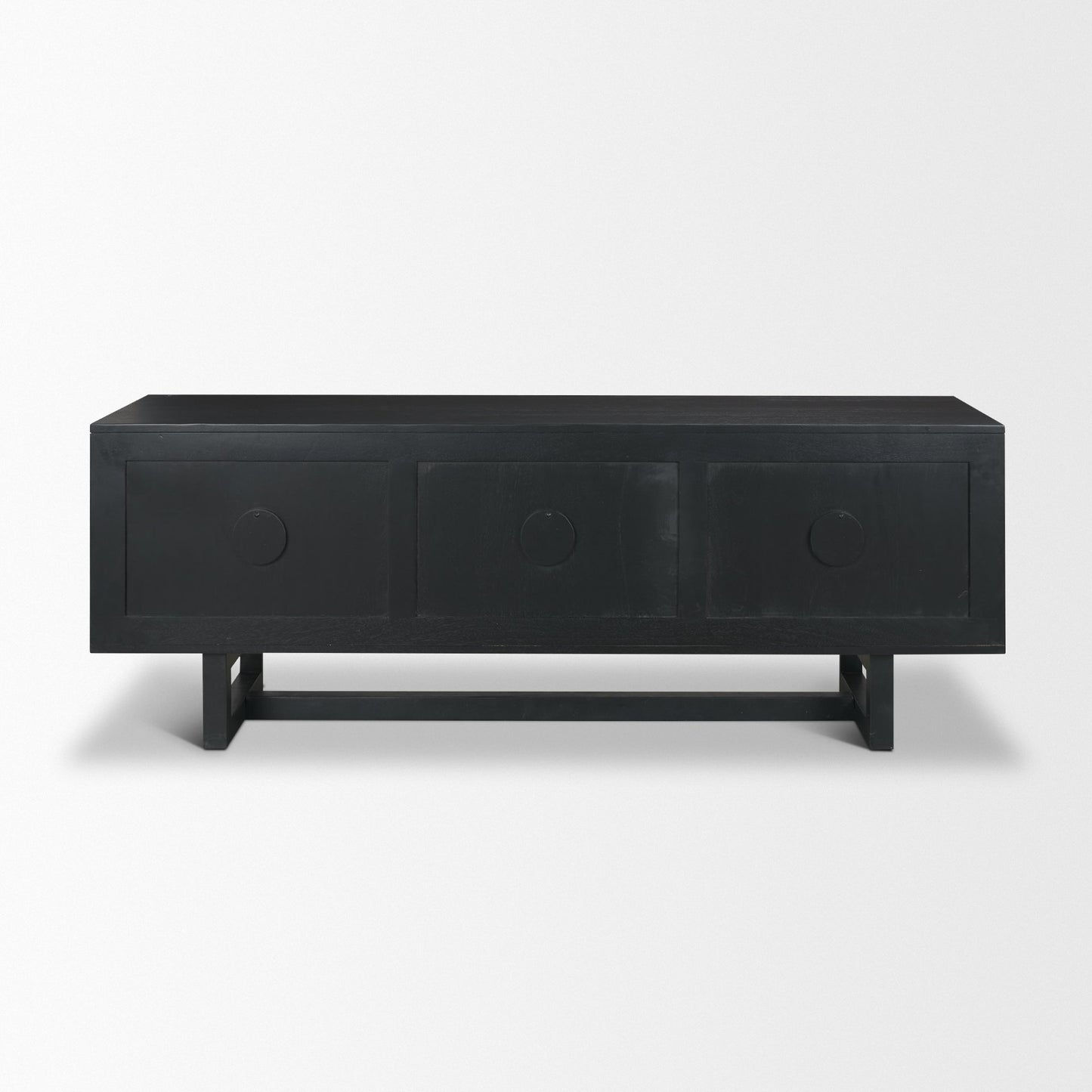 Grier 65" Black Solid Wood W/ Black Cane Media Console