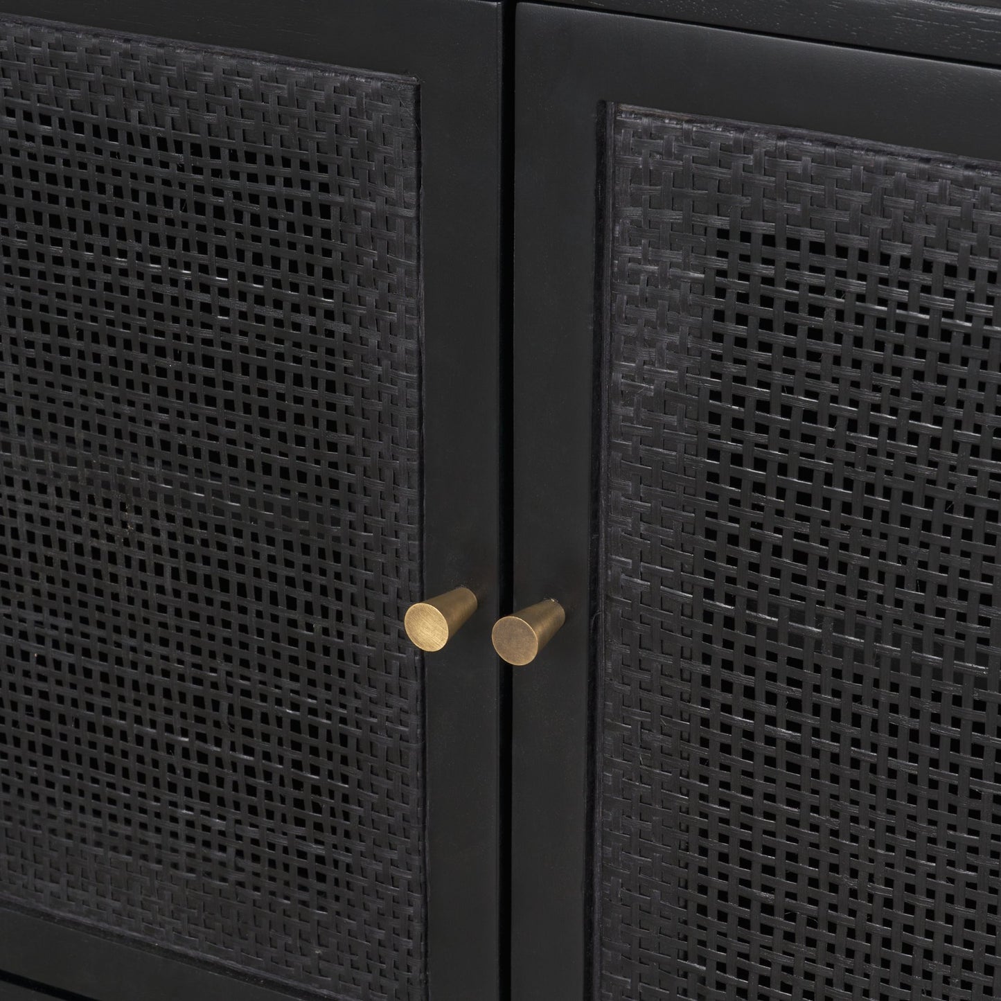 Grier 65" Black Solid Wood W/ Black Cane Media Console