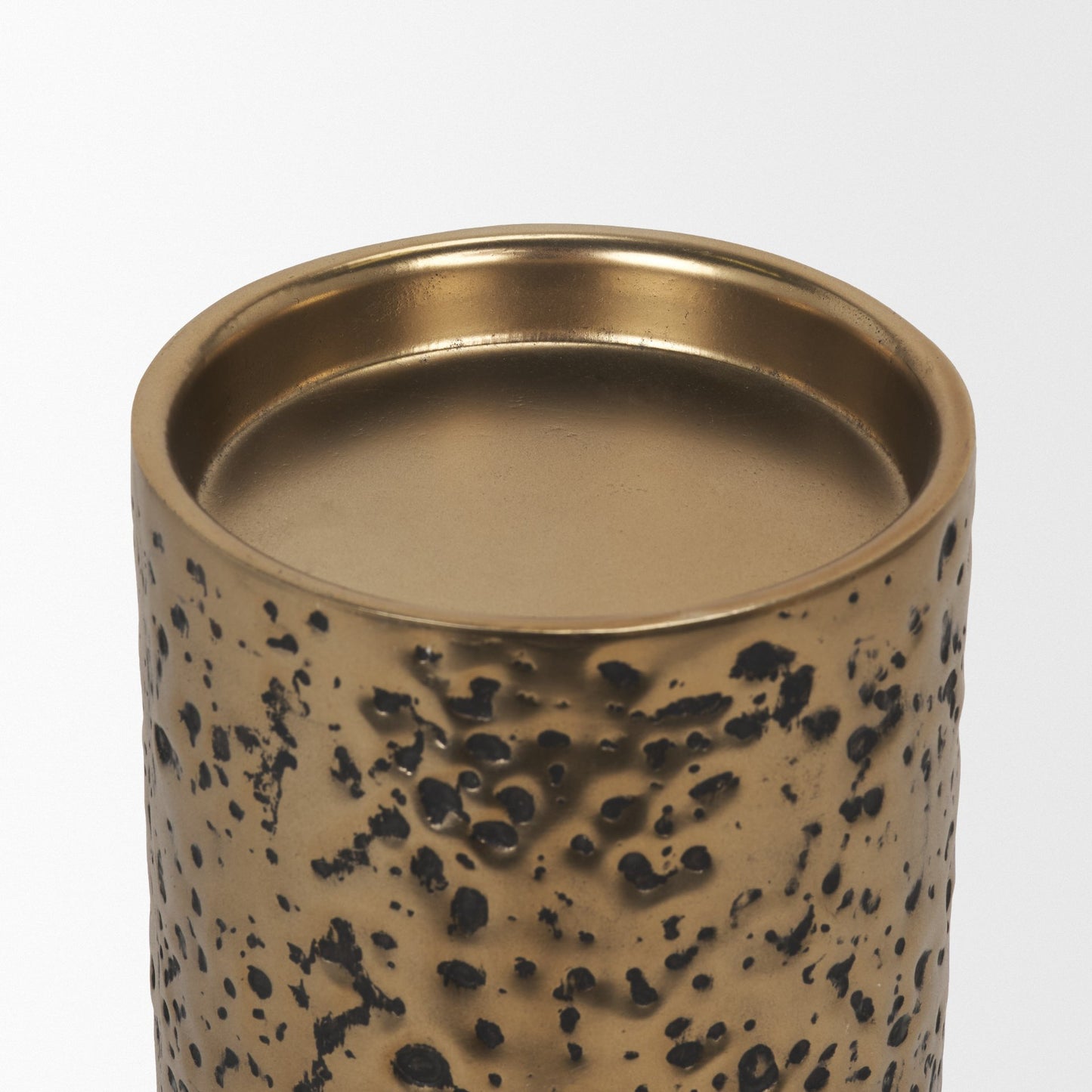 Akira Small Hammered Gold Metal Pillar Candle Holder