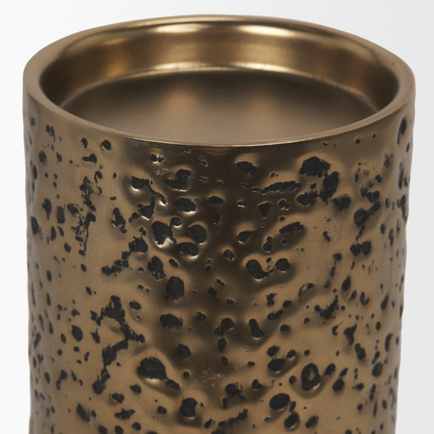 Akira Small Hammered Gold Metal Pillar Candle Holder