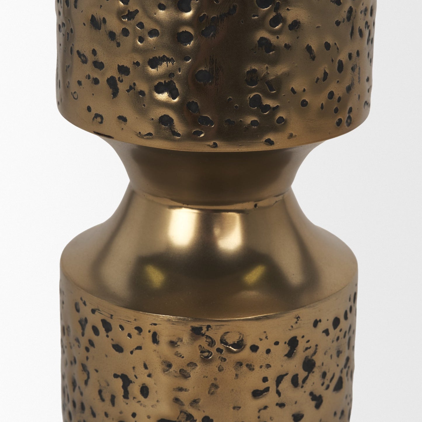 Akira Small Hammered Gold Metal Pillar Candle Holder