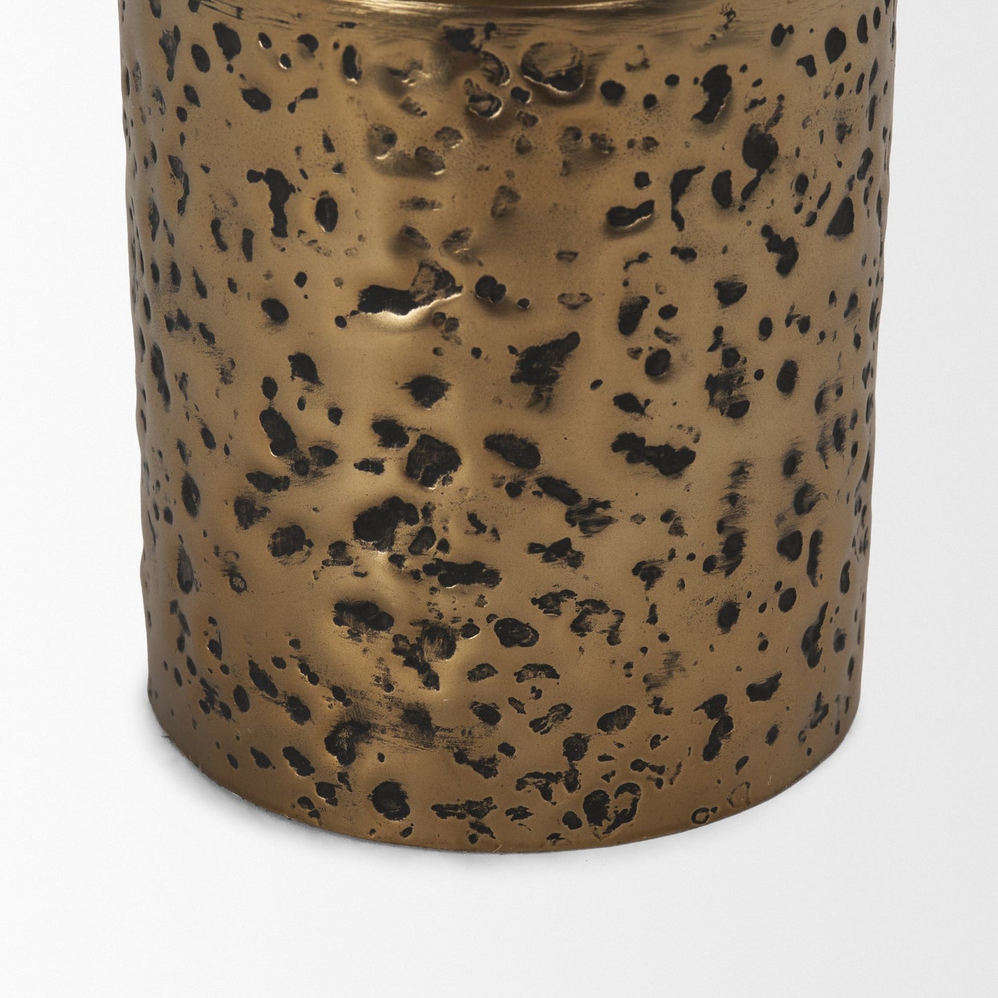 Akira Small Hammered Gold Metal Pillar Candle Holder
