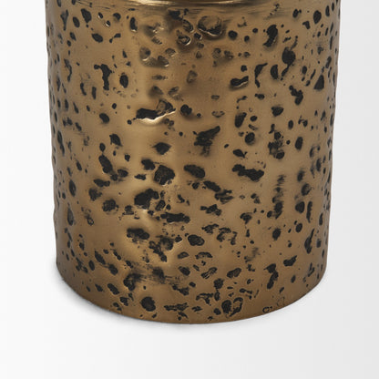 Akira Small Hammered Gold Metal Pillar Candle Holder