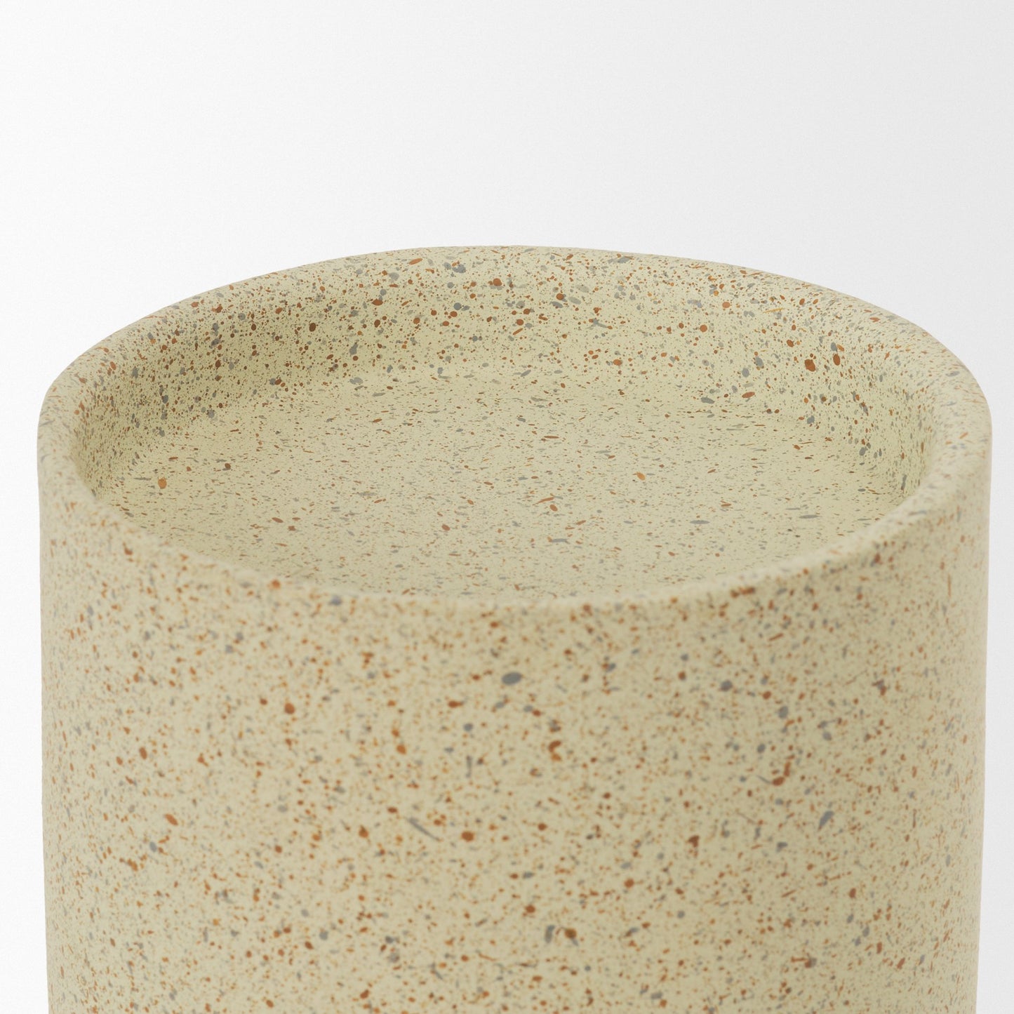 Akira Small Textured Beige Metal Pillar Candle Holder