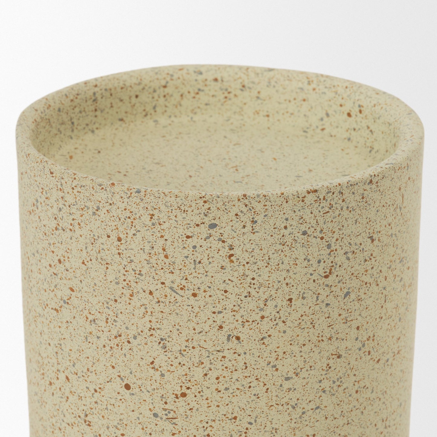 Akira Small Textured Beige Metal Pillar Candle Holder