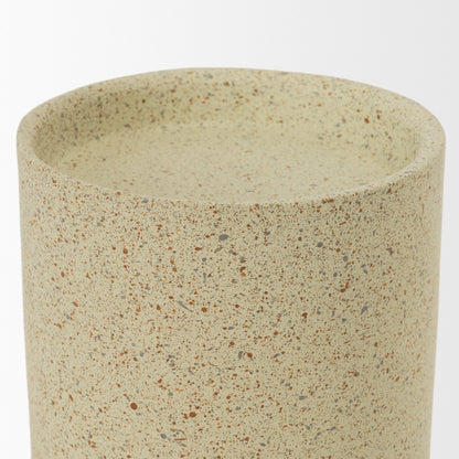 Akira Small Textured Beige Metal Pillar Candle Holder