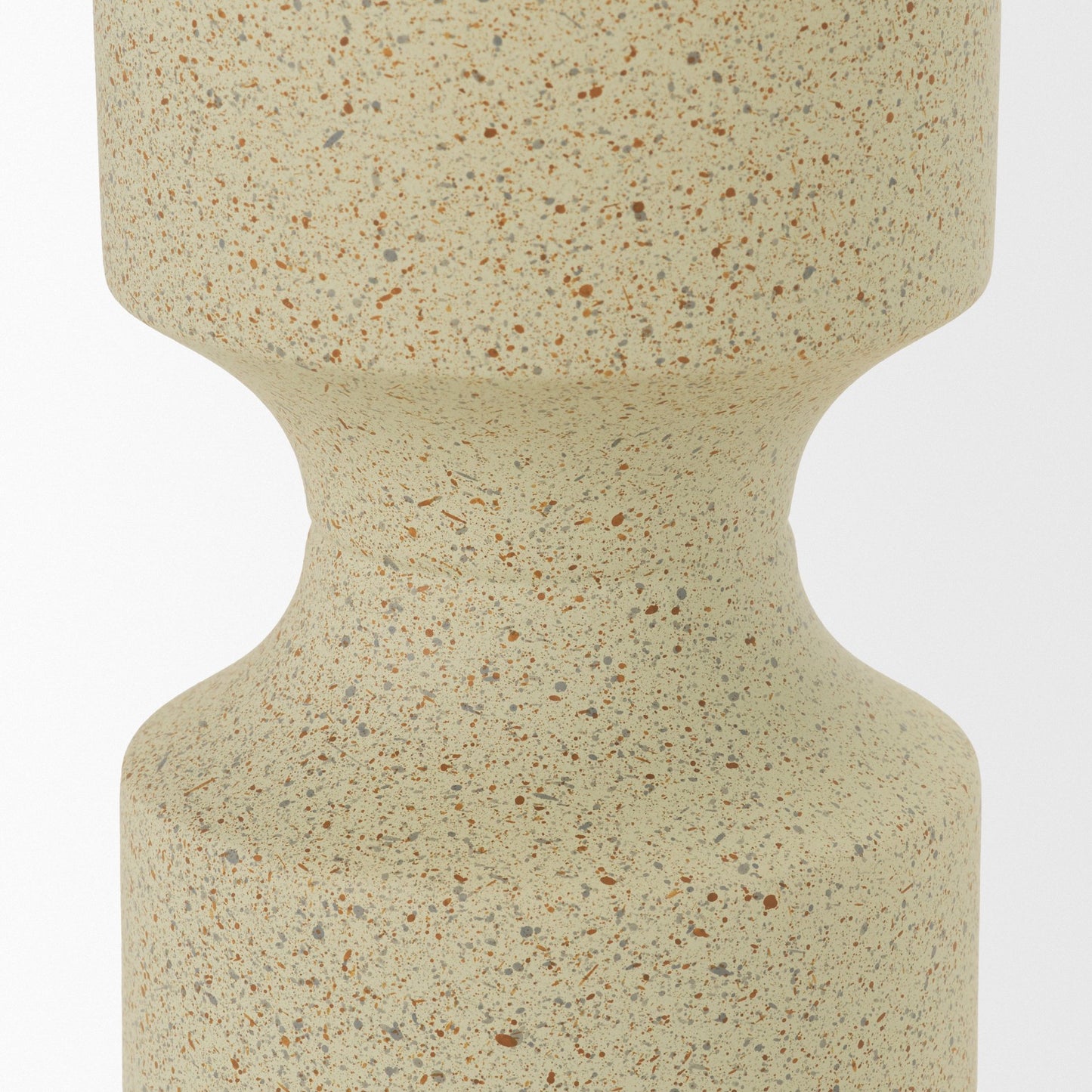 Akira Small Textured Beige Metal Pillar Candle Holder