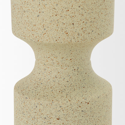 Akira Small Textured Beige Metal Pillar Candle Holder