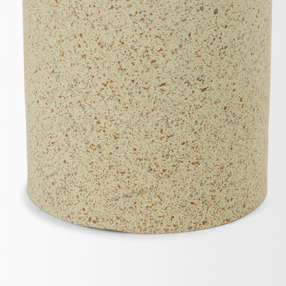 Akira Small Textured Beige Metal Pillar Candle Holder