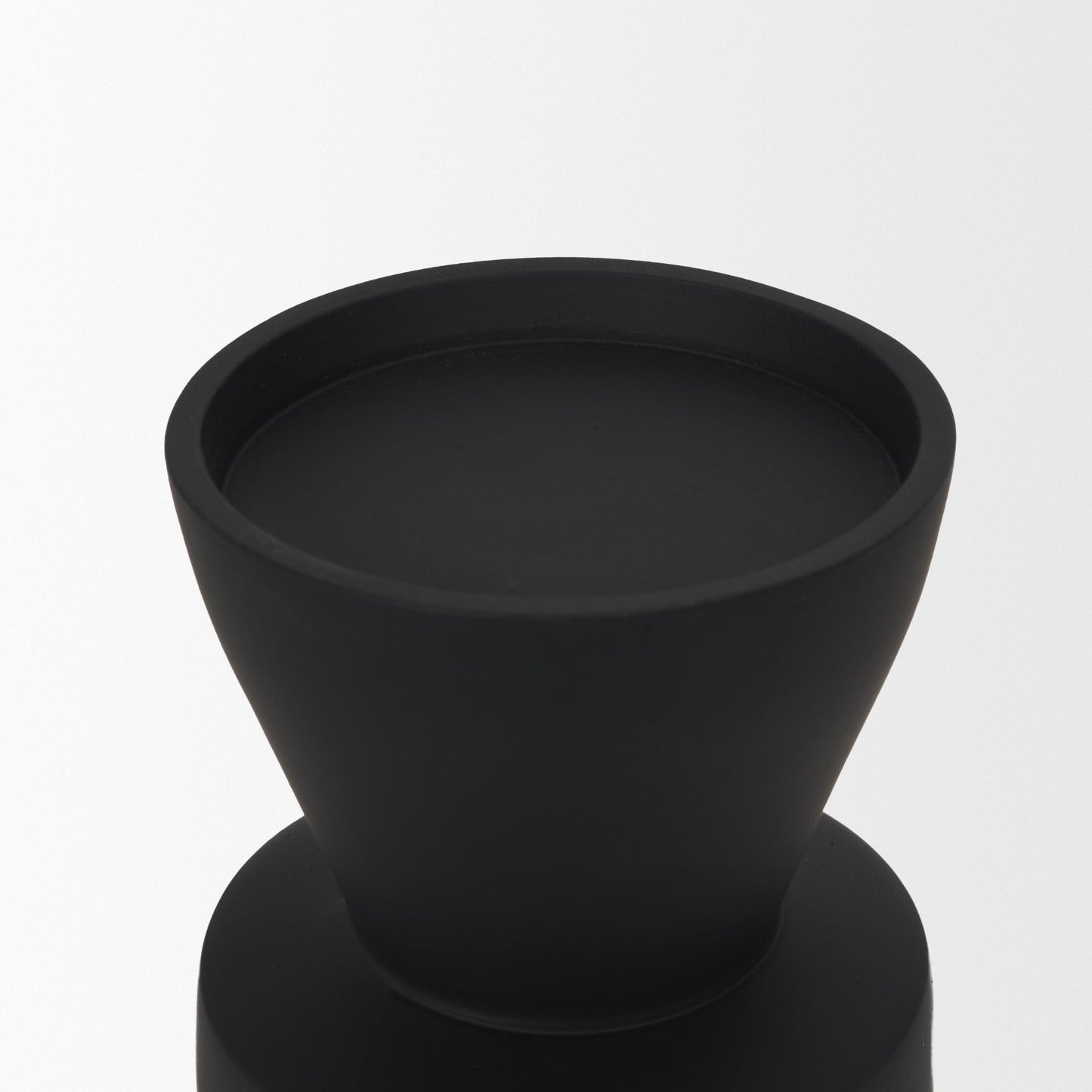 Odilia Small Smooth Matte Black Metal Geometric Pillar Candle Holder