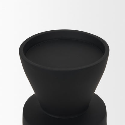 Odilia Small Smooth Matte Black Metal Geometric Pillar Candle Holder