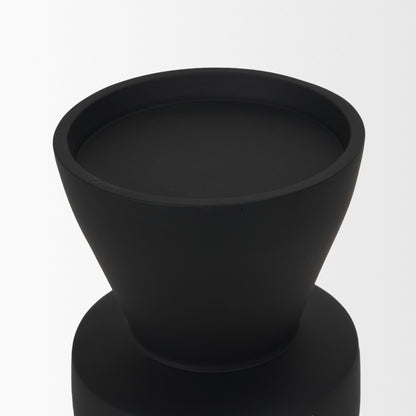Odilia Small Smooth Matte Black Metal Geometric Pillar Candle Holder