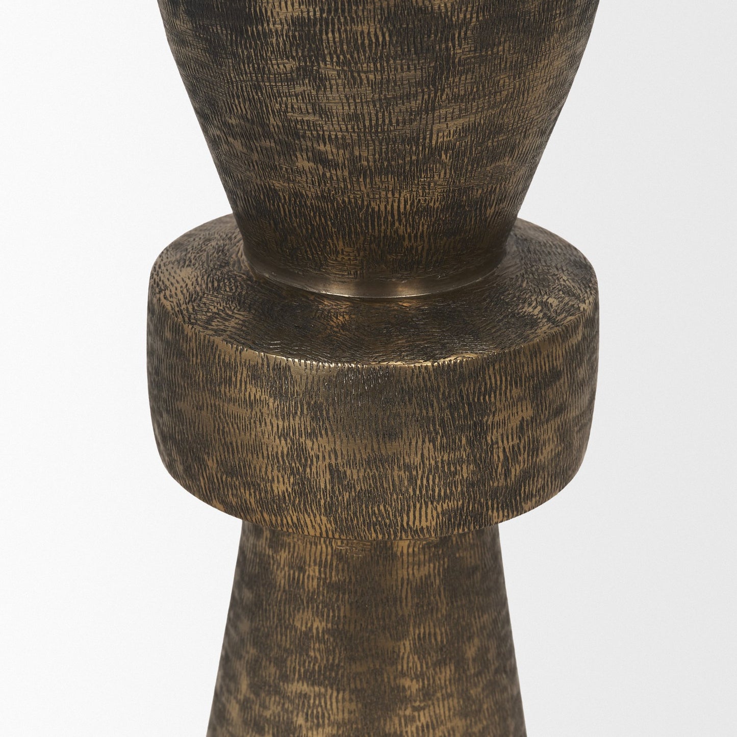 Odilia Small Textured Antiqued Gold Metal Geometric Pillar Candle Holder