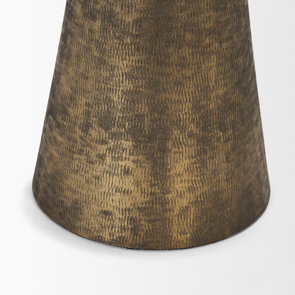 Odilia Small Textured Antiqued Gold Metal Geometric Pillar Candle Holder