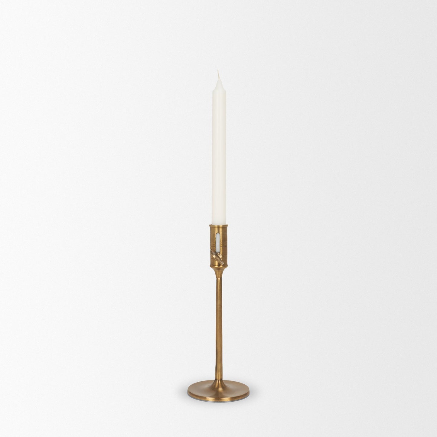 Chantria Small Solid Natural Brass Adjustable Taper Candle Holder