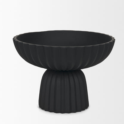 Ciaran Smooth Fluted Matte Black Metal Decorative Bowl