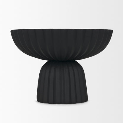 Ciaran Smooth Fluted Matte Black Metal Decorative Bowl