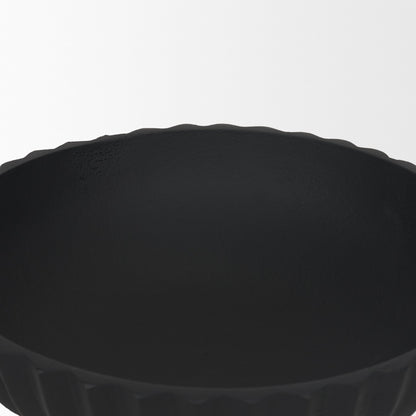 Ciaran Smooth Fluted Matte Black Metal Decorative Bowl