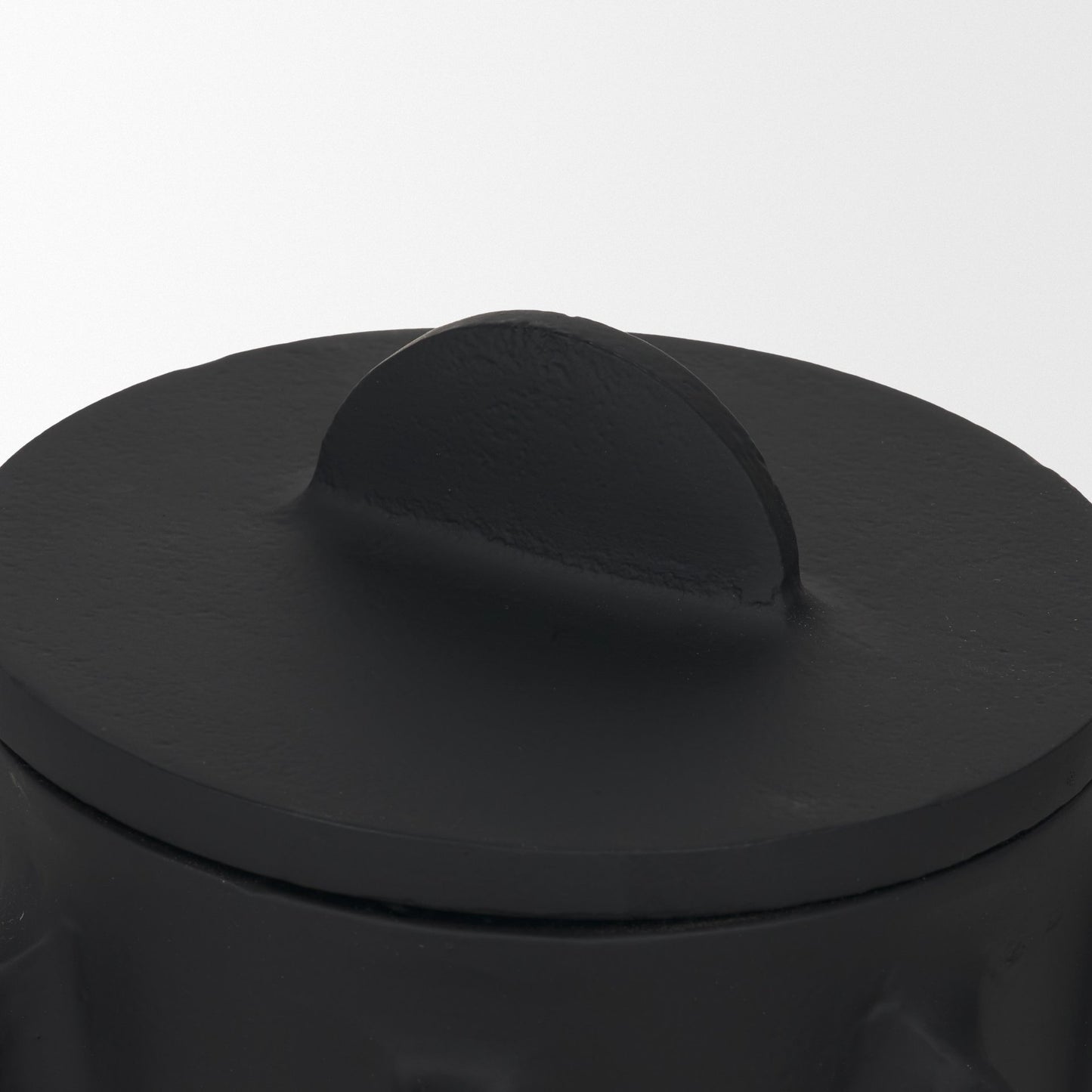 Deacon Small Matte Black Metal Canister with Sculptural Handles