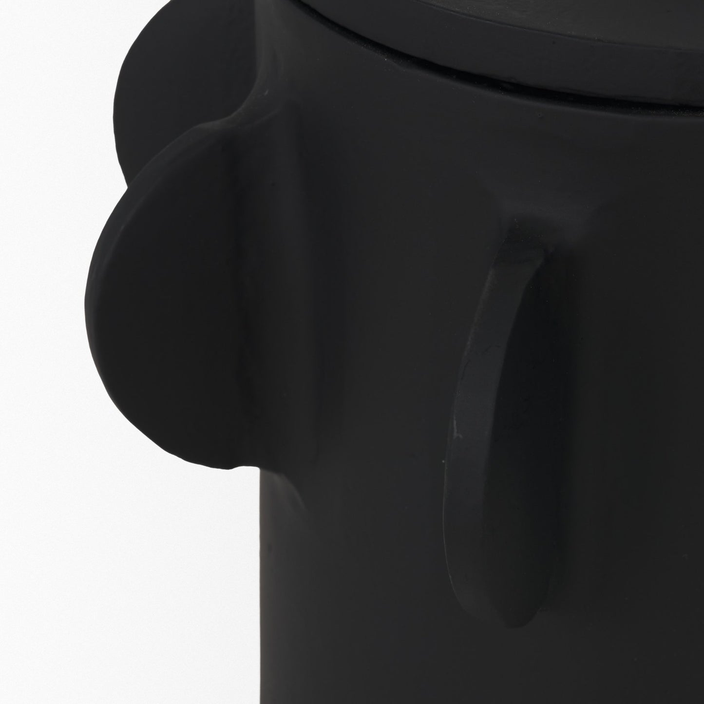Deacon Small Matte Black Metal Canister with Sculptural Handles