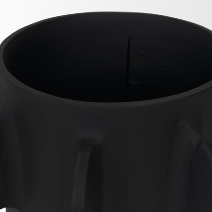 Deacon Small Matte Black Metal Canister with Sculptural Handles