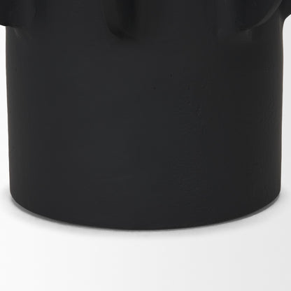 Deacon Small Matte Black Metal Canister with Sculptural Handles