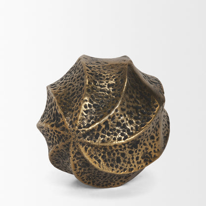 Imani Small Sculptural Textured Antiqued Gold Metal Decorative Orb Object