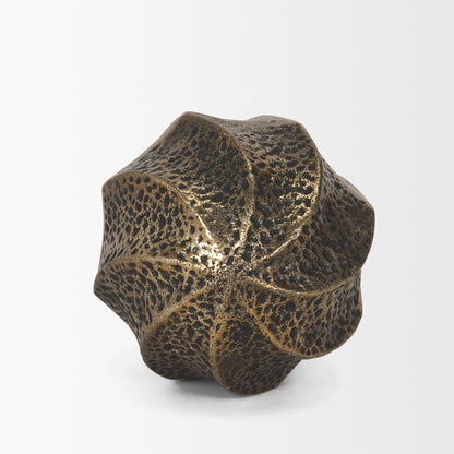 Imani Small Sculptural Textured Antiqued Gold Metal Decorative Orb Object