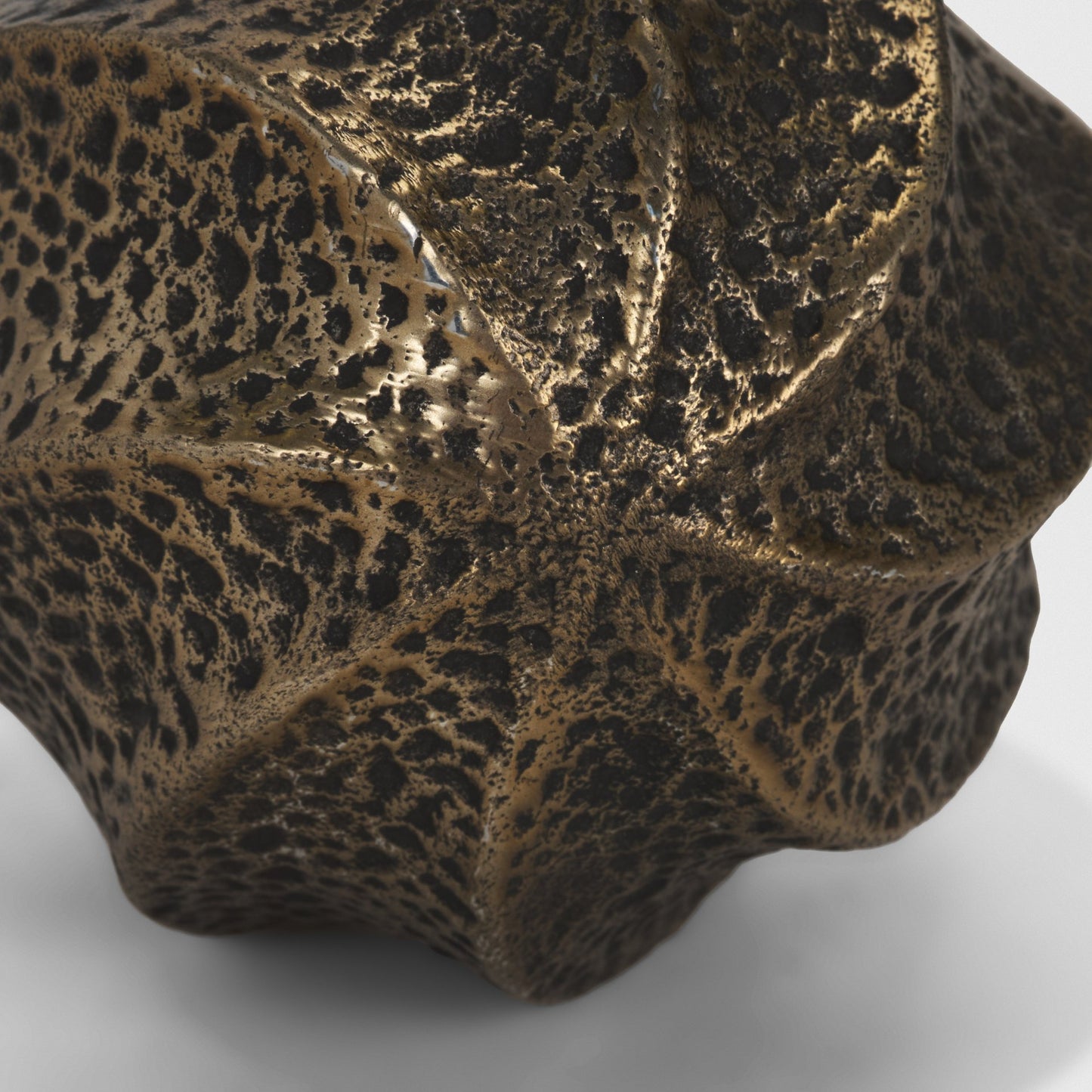 Imani Small Sculptural Textured Antiqued Gold Metal Decorative Orb Object