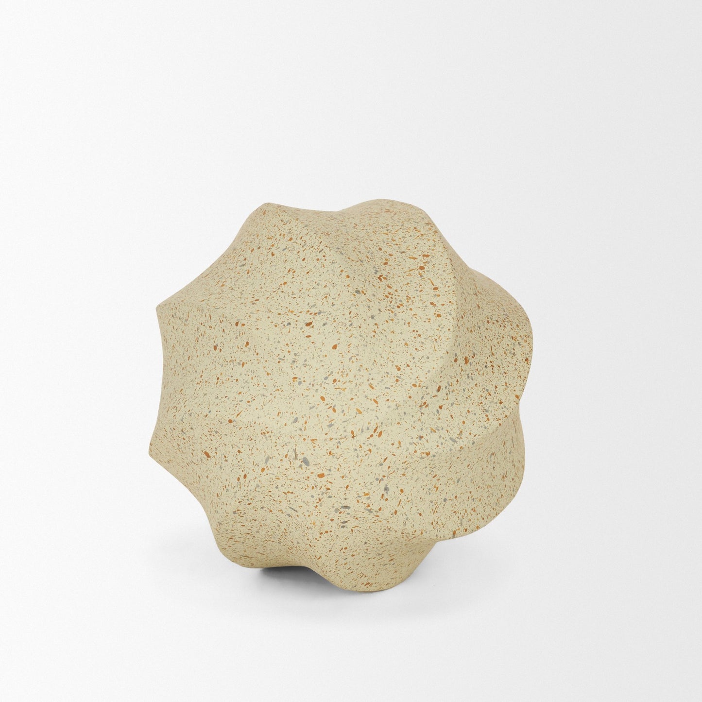 Imani Small Sculptural Textured Beige Metal Decorative Orb Object