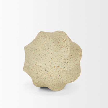 Imani Small Sculptural Textured Beige Metal Decorative Orb Object