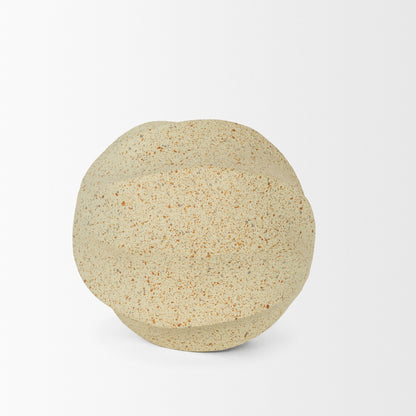 Imani Small Sculptural Textured Beige Metal Decorative Orb Object