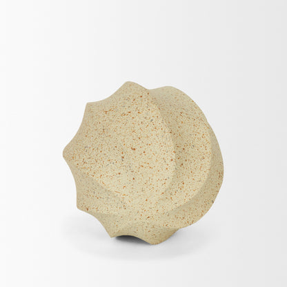 Imani Small Sculptural Textured Beige Metal Decorative Orb Object