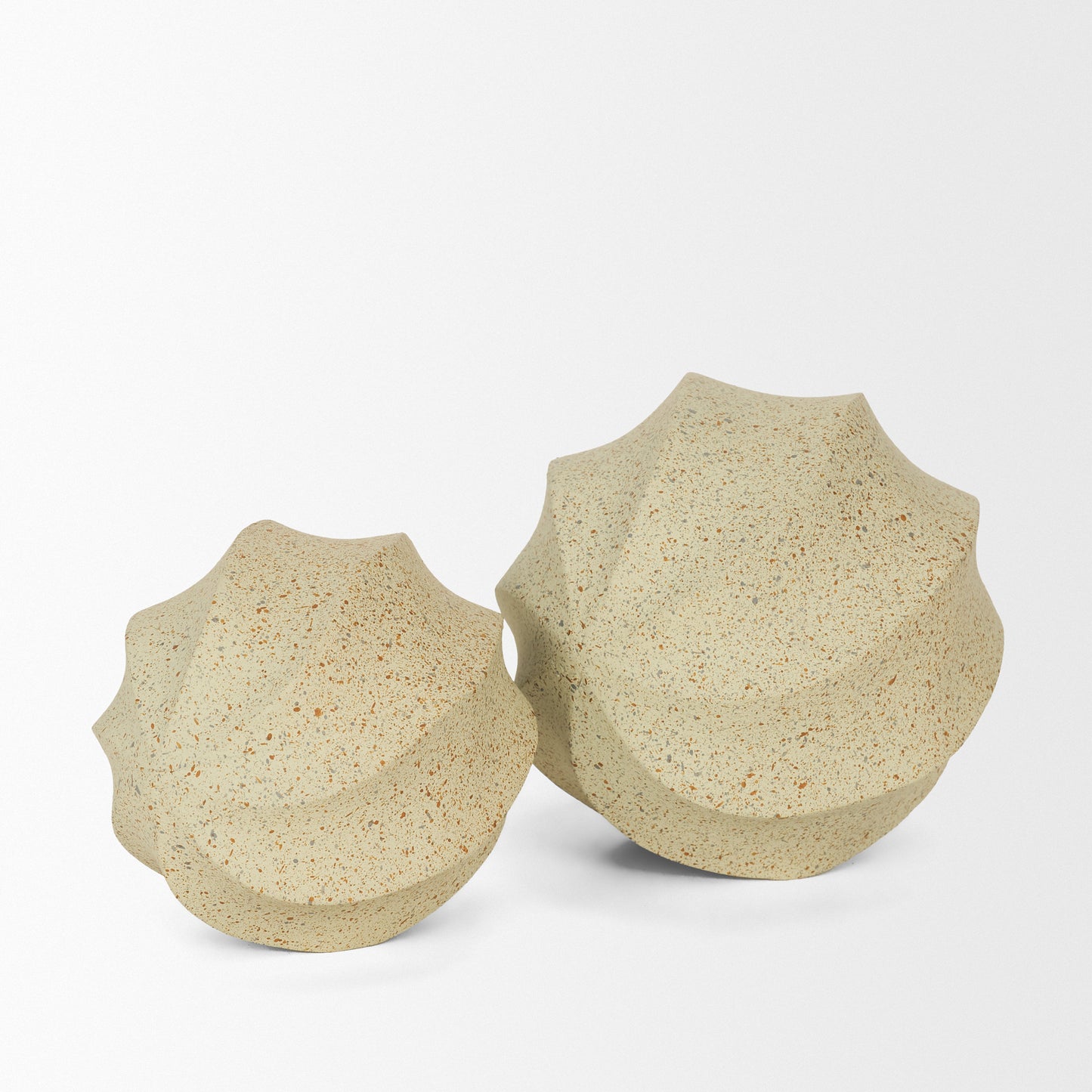 Imani Small Sculptural Textured Beige Metal Decorative Orb Object