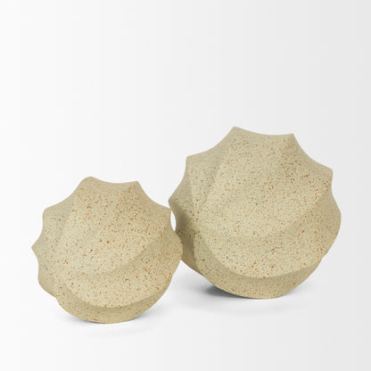 Imani Small Sculptural Textured Beige Metal Decorative Orb Object