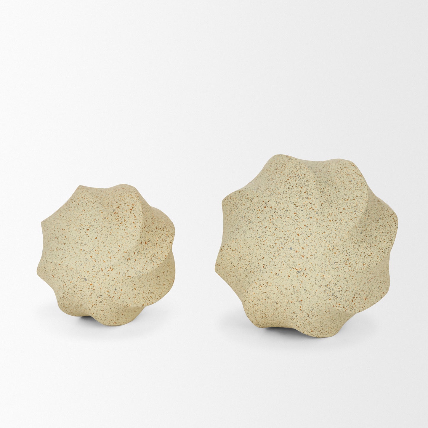 Imani Small Sculptural Textured Beige Metal Decorative Orb Object