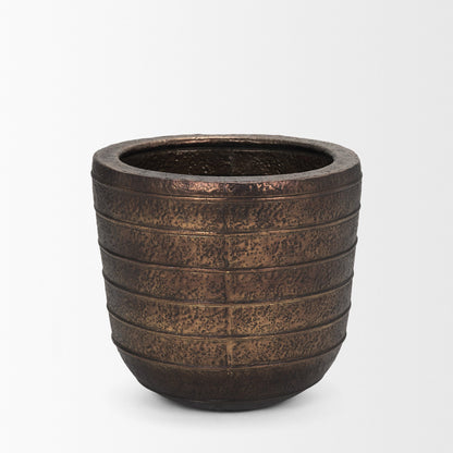 Aivana Large Antiqued Gold Metal Floor Vase