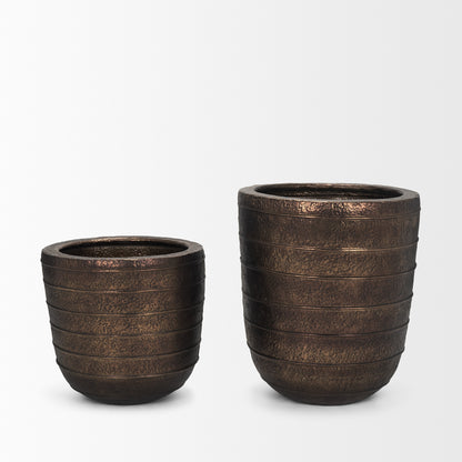 Aivana Large Antiqued Gold Metal Floor Vase