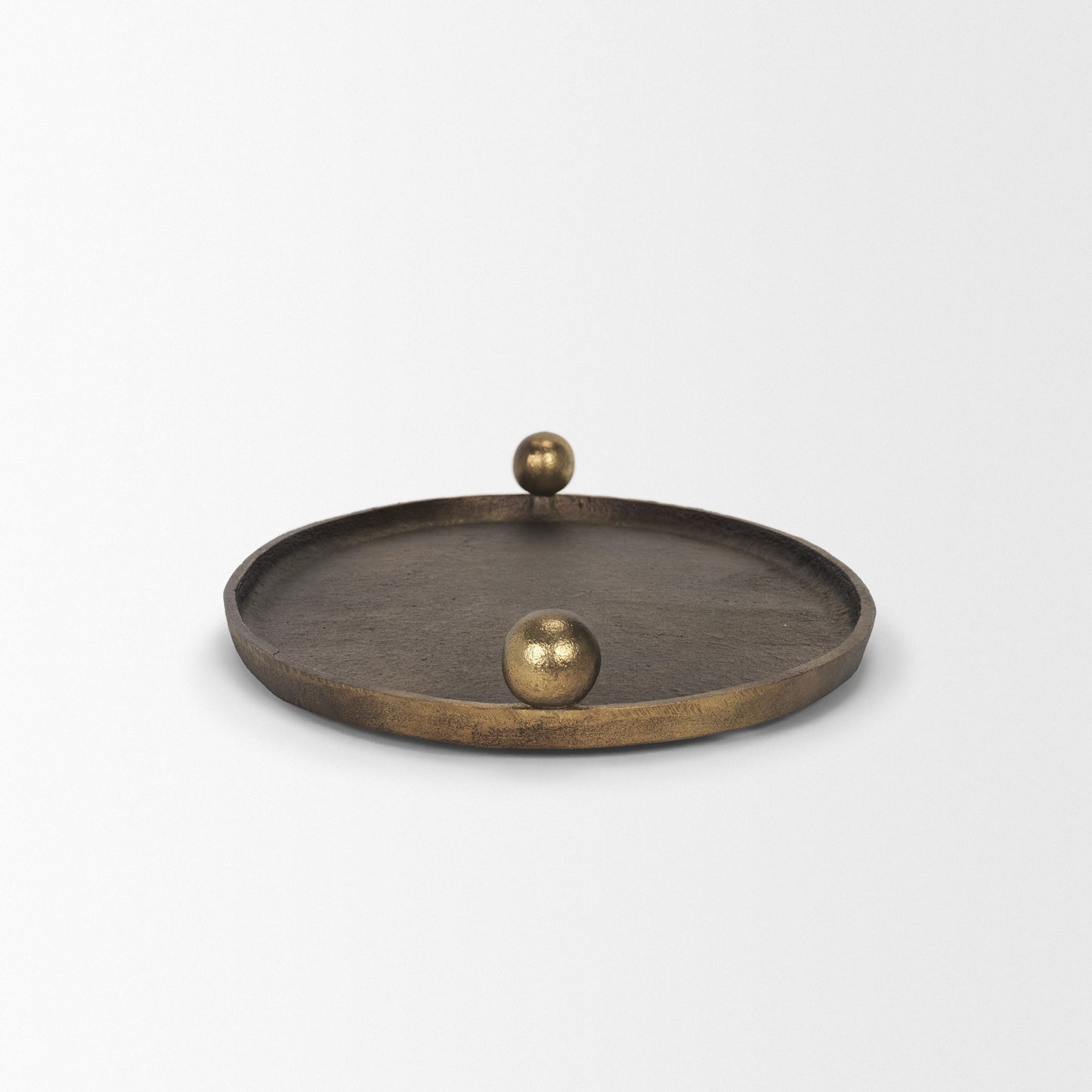 Jianna Small Oval Textured Antiqued Gold Metal Tray with Handles