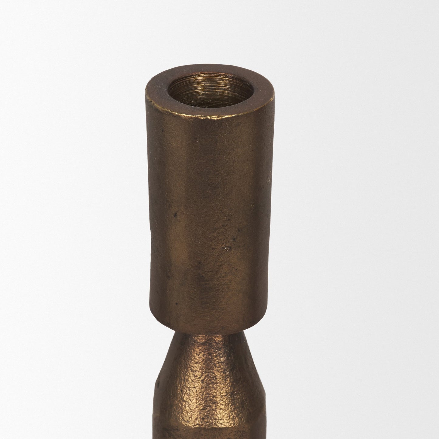 Declan Antiqued Brass Cast Metal Taper Candle Holder