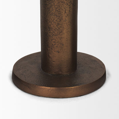 Declan Antiqued Brass Cast Metal Taper Candle Holder