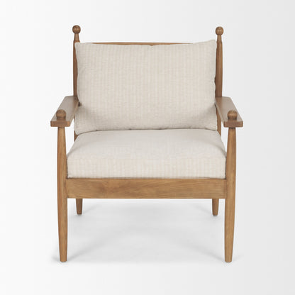 Danni Beige Fabric Beech Wood Framed Accent Lounge Chair