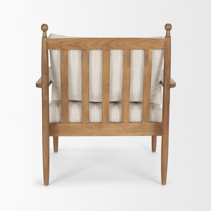 Danni Beige Fabric Beech Wood Framed Accent Lounge Chair