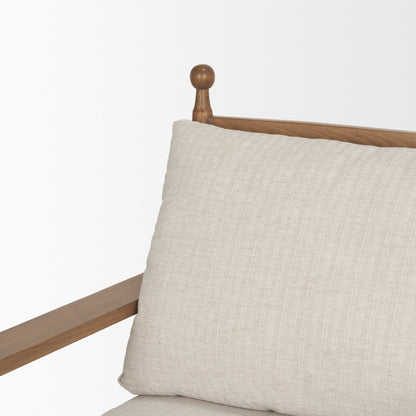 Danni Beige Fabric Beech Wood Framed Accent Lounge Chair